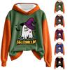 Women's Halloween Print Long Sleeve Hoodie with Drawstring