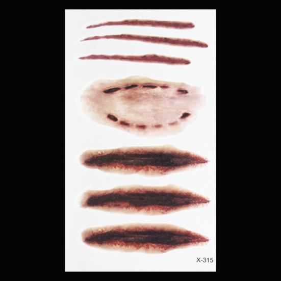 9Pcs Halloween Scar Tattoo Stickers Realistic Fake Wound Stitch Scab Waterproof Temporary Zombie Makeup Props for Kids Adults Boys Girls