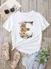 Custom Name Letter Combination Fashion Women T-shirt Floral Letter Font A B C D E F G Short Sleeve Tops White T-shirt