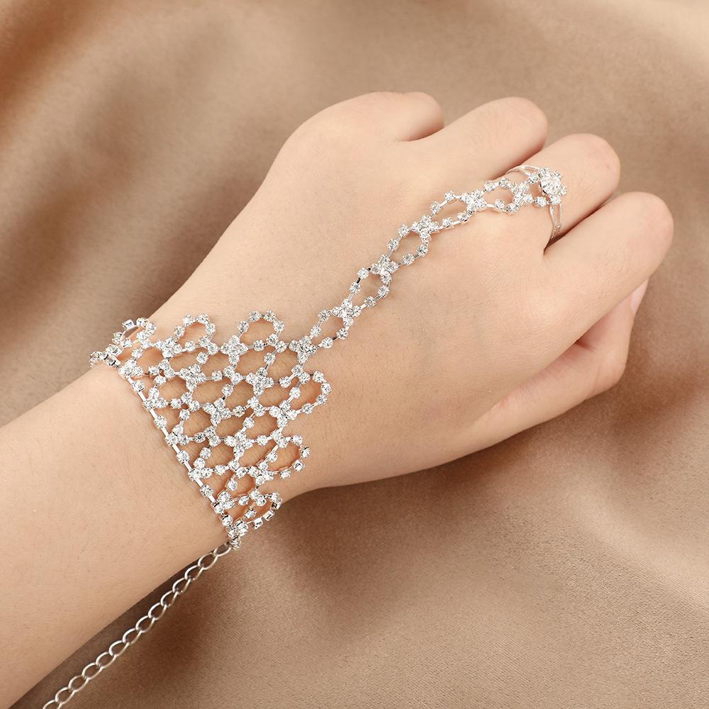 Trendy Rhinestone Chain Bracelet & Ring for Women - 998# Latin Dance Accessory