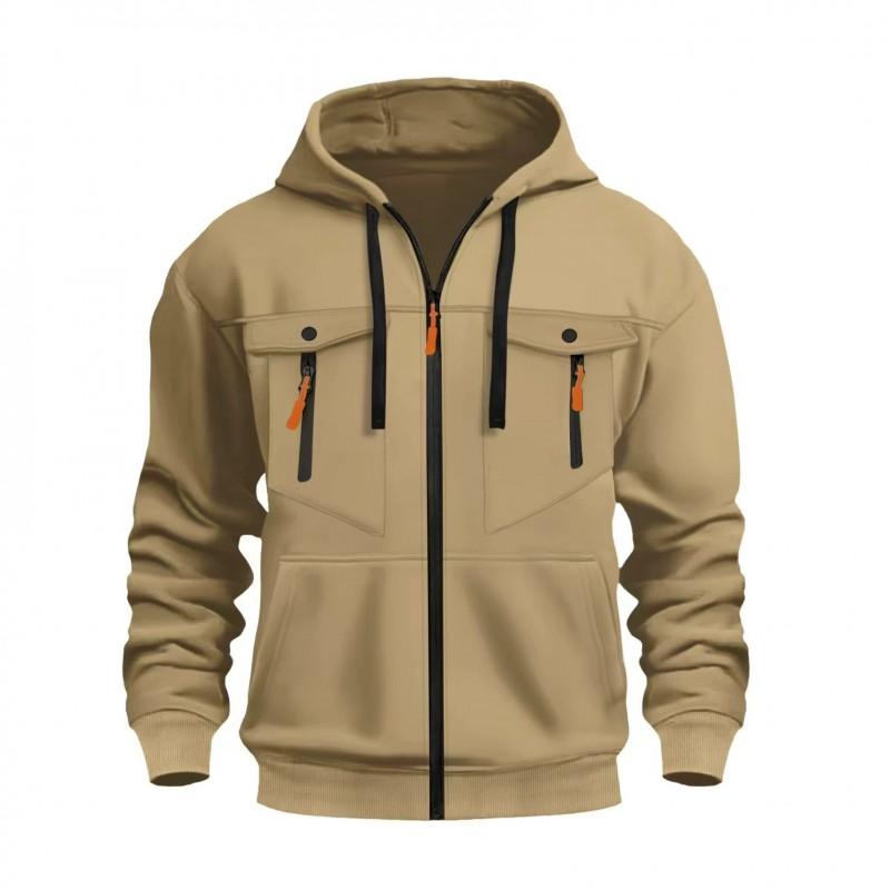 Mens New Fall Winter Hooded Sweatshirt Casual Trendy Zip Pullover Loose Fit Streetwear