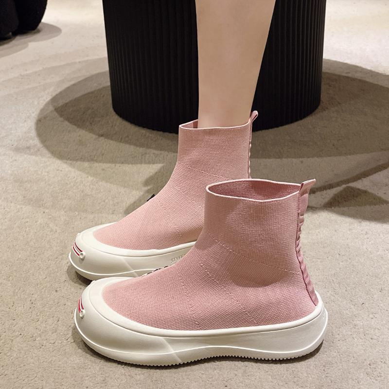 Women's Socks Shoes Spring Autumn New Breathable Casual Sports Shoes Breathable Mesh Platform Ankle Boots Zapatos Mujer