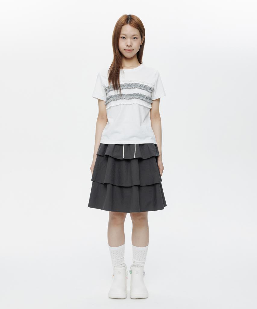 Ohesio Dot Frill T-Shirt, White