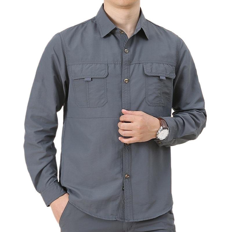 Men S Loose Long Sleeve Quick Dry Casual Shirt For Spring Autumn