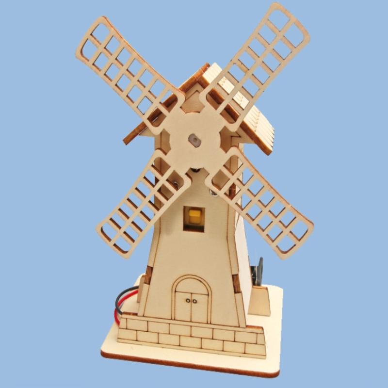 1 Set Technology Production Handmade Material Package Electric Windmill Hut Student Educational Science And Education Toys