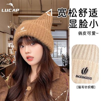 Winter Cute Wool Hat Female Simple Style New Knitted Hat Warm Fashion Ear Hat
