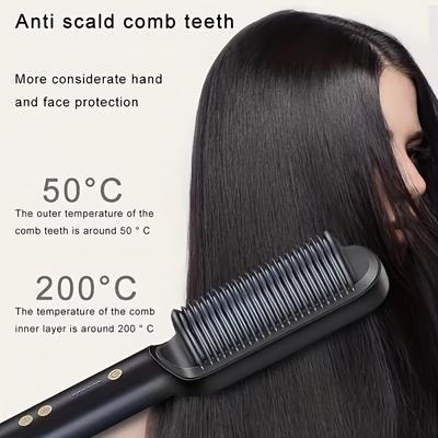 1pc Hair Straightener Set Comb Hair Curly Detangling Brush Professional Multifunctional 2 In 1 Fast Heating Anti-Scald Styler
