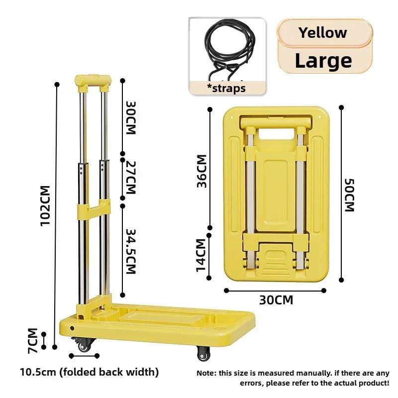 Wheeled Small Truck with Foldable Pull Rod Portable Shopping Cart Household Grocery Cart Small Pull Cart, Luggage Cart