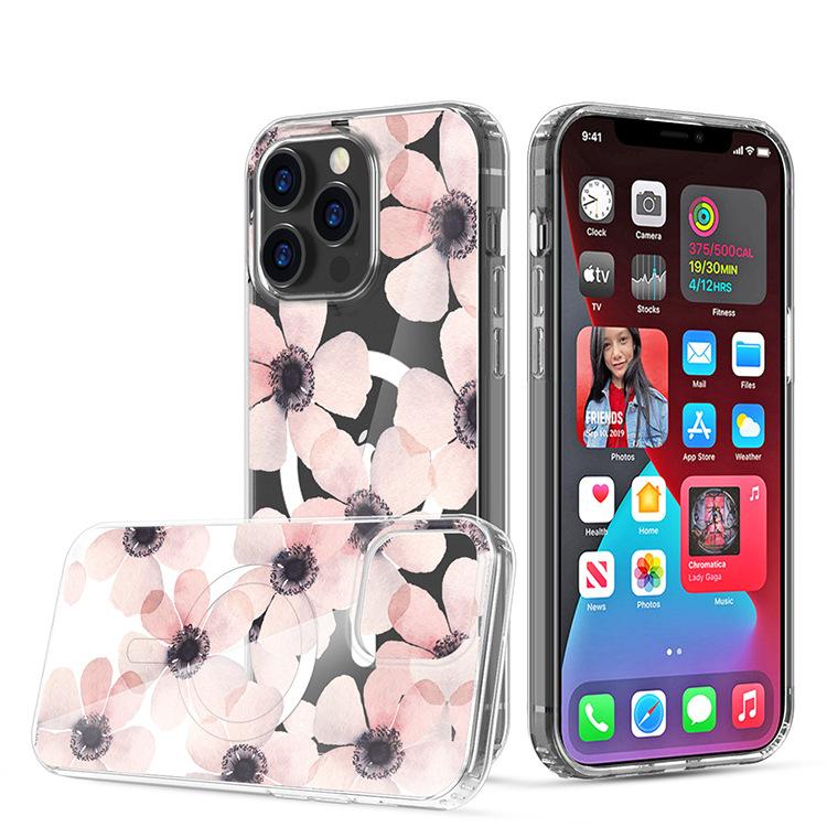 

For IPhone13 Promax Anti-fall IMD Flower Pattern 3D Electroplating IMD For iPhone14 pro max