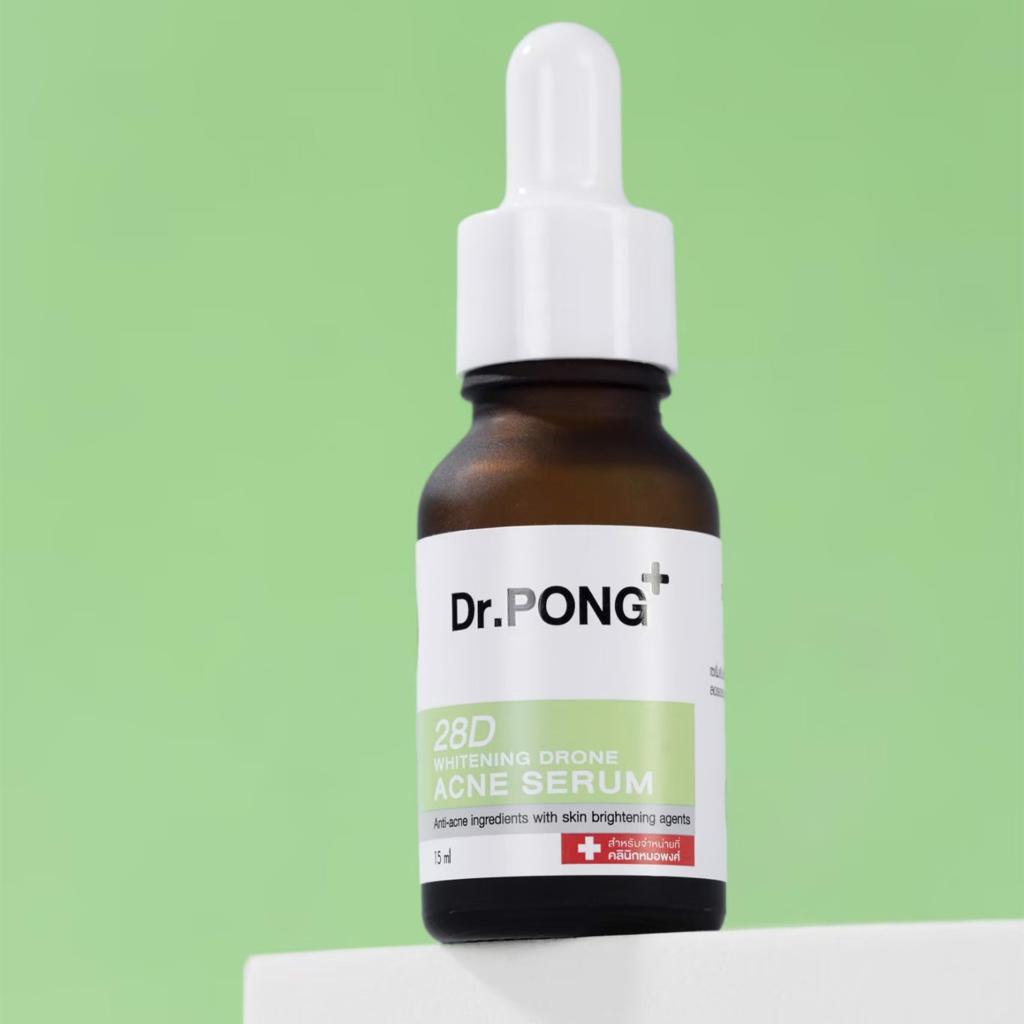 Dr.PONG+ 28D Whitening Drone Acne Serum, 2% BHA, Zinc PCA, Niacinamide, 15 Ml. X 1 / 3 Pcs