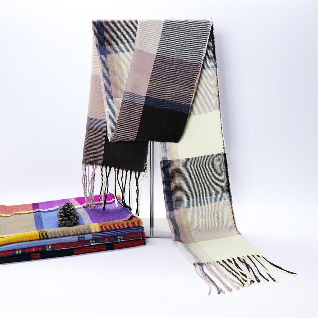 2025 Autumn/Winter Korean Style Imitation Cashmere Plaid Scarf for Men