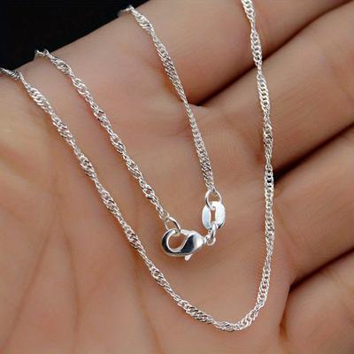 Chain Necklace for Women Girls Silver Water Wave Chain Necklace Trendy Jewelry