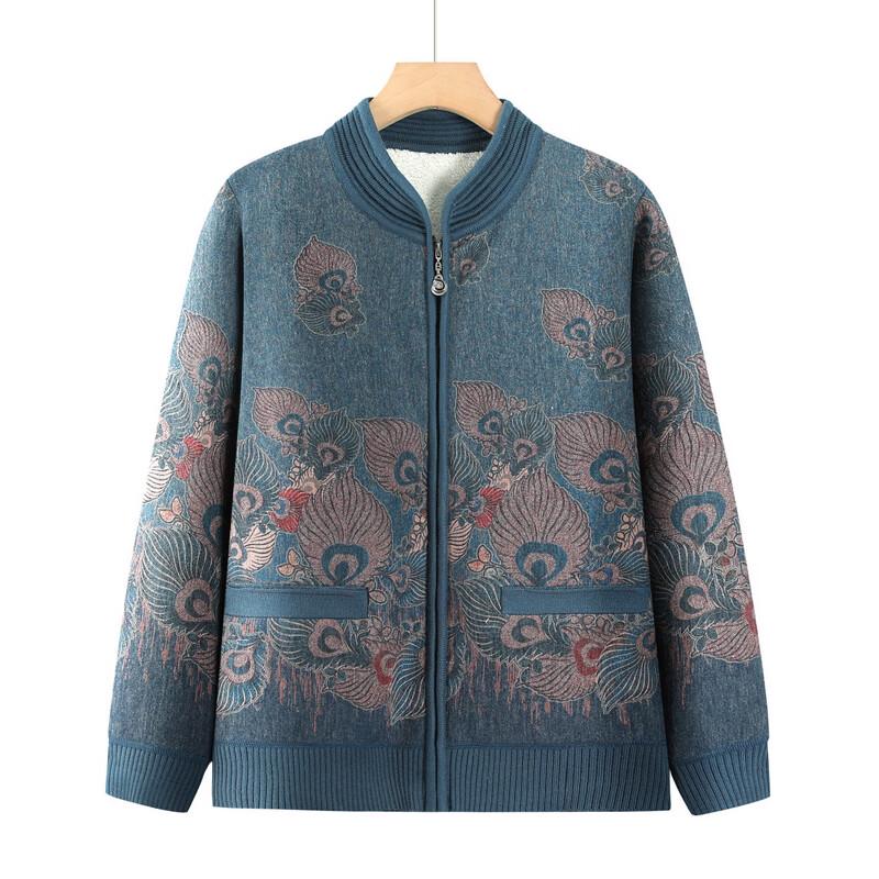 Elderly Women's Autumn Zipper Cardigan