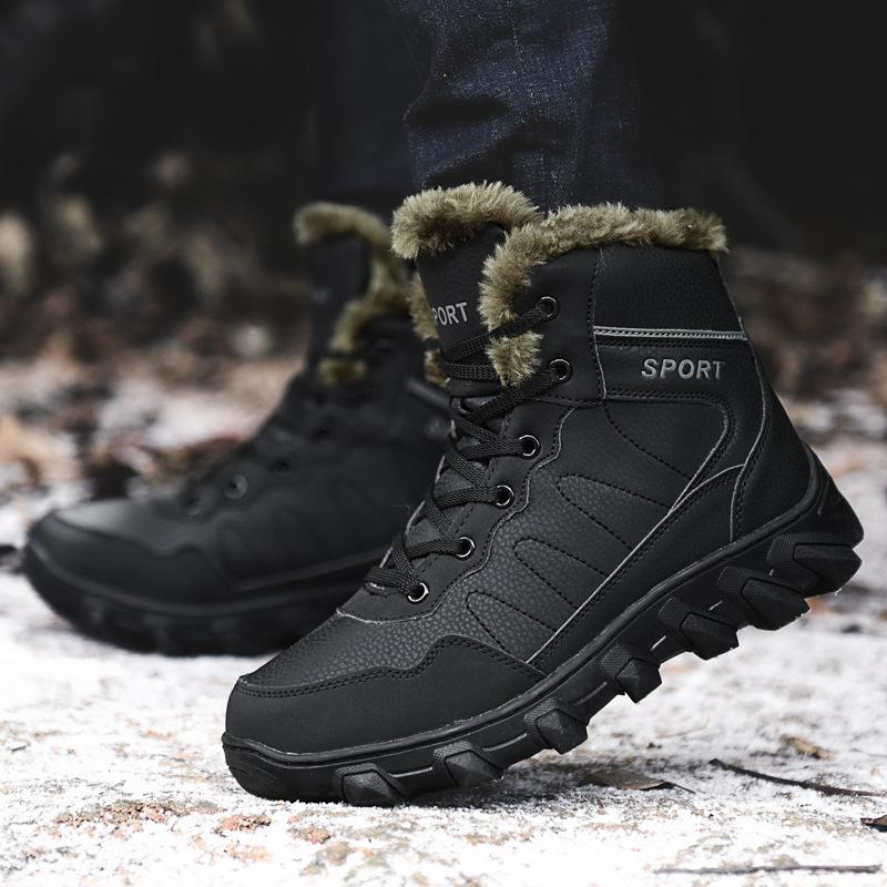 New Winter Cotton Shoes Fur Integrated Snow Boots Sports Outdoor Hiking Boots Velvet Warm Snow Boots
