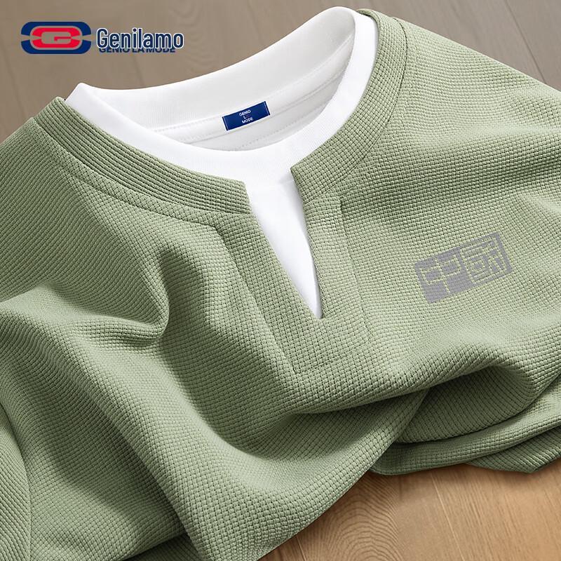 

Men s Waffle Texture Loose Fit Long Sleeve T-Shirt XL