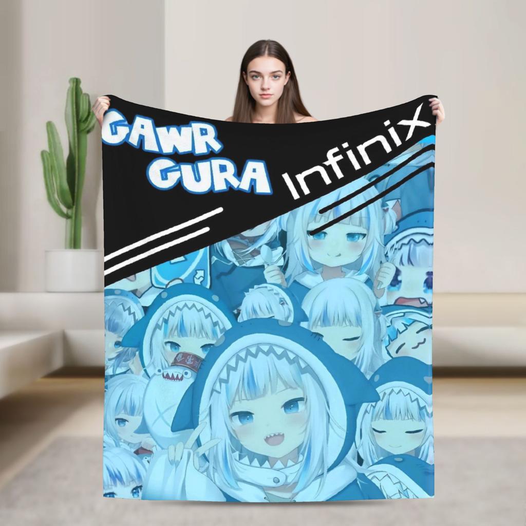 Super Warm Blanket Camping Sameko Saba VTuber Throw Blanket  Flannel Bedspread For Couch Bed Funny Sofa Bed Cover