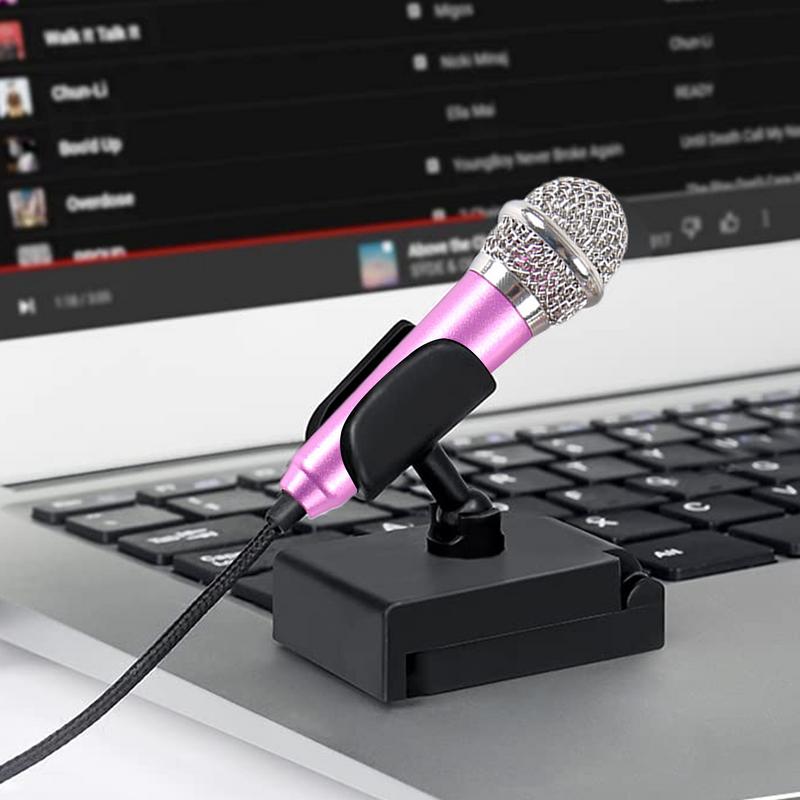 Mini Portable 3.5mm Stereo Studio Mic KTV Karaoke Mini Microphone for Smart Phone Laptop PC Desktop Handheld Audio Microphone