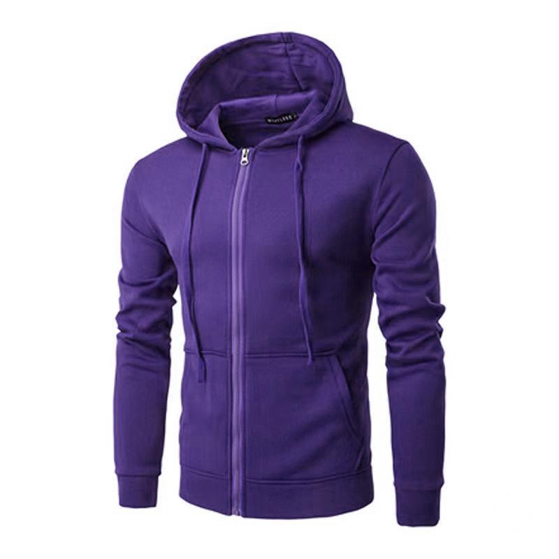 Unisex Solid Color Fleece Hoodie Cardigan - Autumn/Winter Zipper Sweatshirt, 15 Colors Available