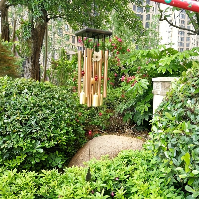 1 Large Copper Bell Wind Chime with Aluminum Alloy Tube - Battery-Free, Perfect for Outdoor Garden and Home Decor