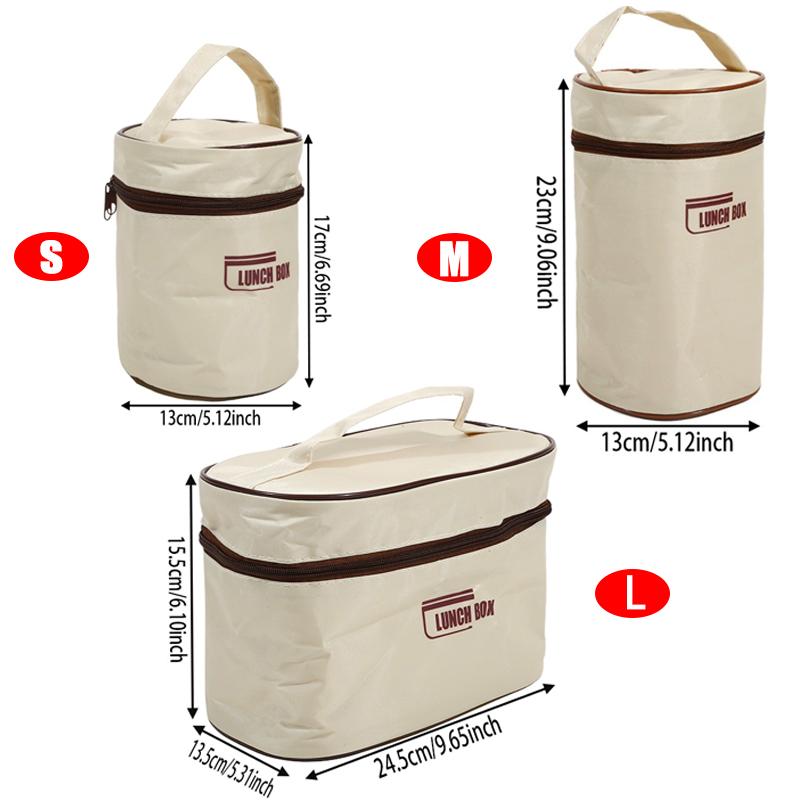 Lunch Box Insulation Bag Portable Bento Handbag For Office Worker Student -No Bowl Aluminum Foil Large Capacity Thermal Bags