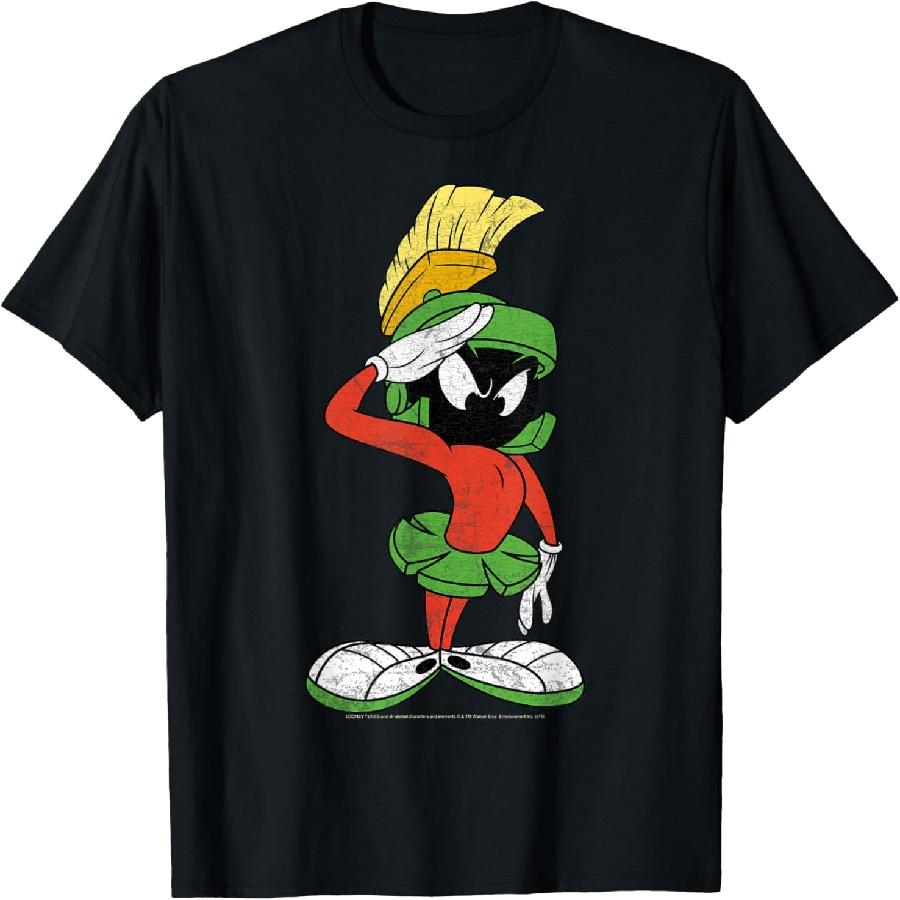 Футболка с портретом Марвина Завоевателя из Looney Tunes S чёрный