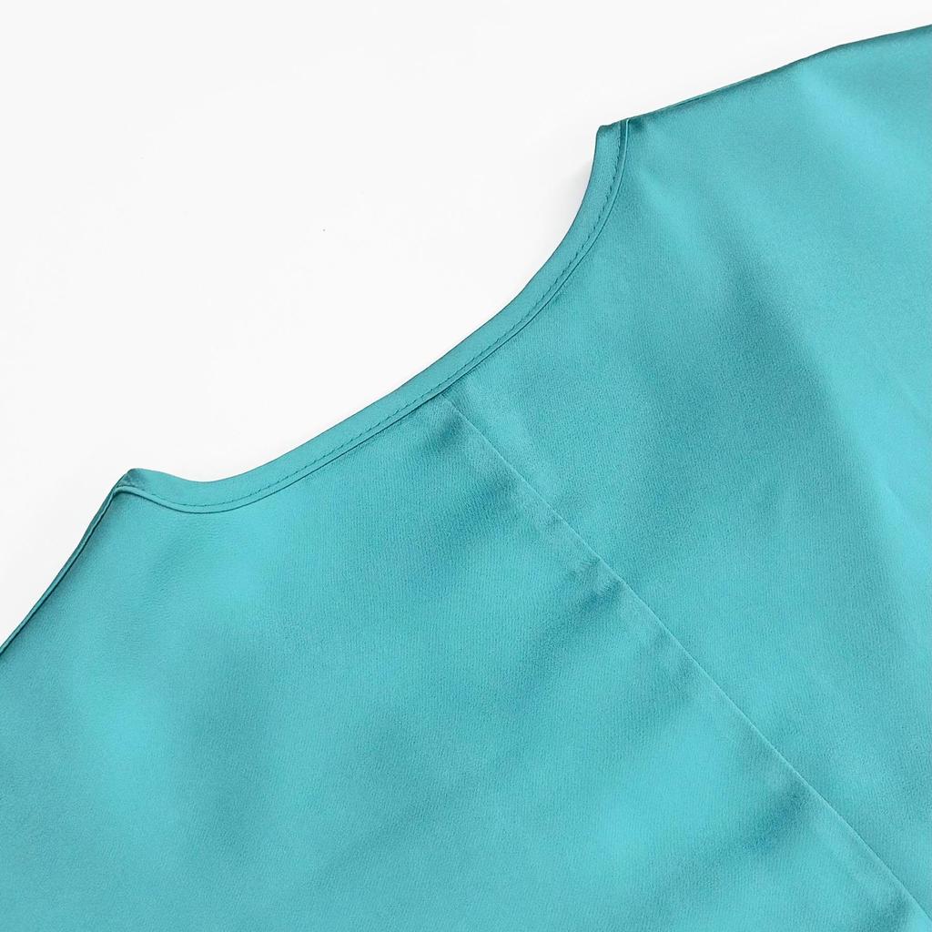 Satin V-Neck Casual Robe Dress - 2025 European & American Autumn Collection
