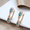 New  Rose Gold Color Drop Earring For Women Fashion Jewelry Blue Natural Zircon Long Earring Fine Wedding Jewelry