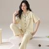 Lycra cotton couple pajamas summer pure cotton short-sleeved trousers loose and cool can be worn outside men's loungewear suit