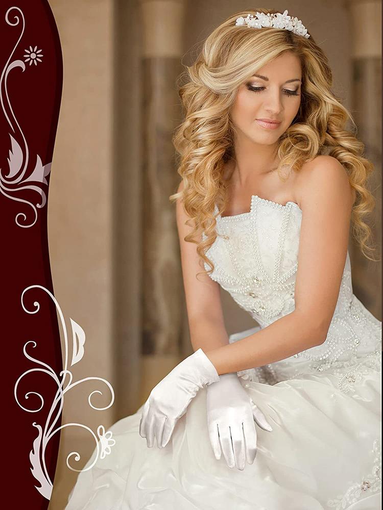 Women Satin Solid Short Wrist Gloves Smooth Evening Party Formal Prom Costume Stretch Gloves Red White Etiquette Wedding Gloves