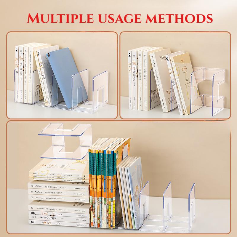 2pcs 8-Compartment Transparent Acrylic Desktop Organizer - Multifunctional Space-Saving Storage for Books, for Home Organization