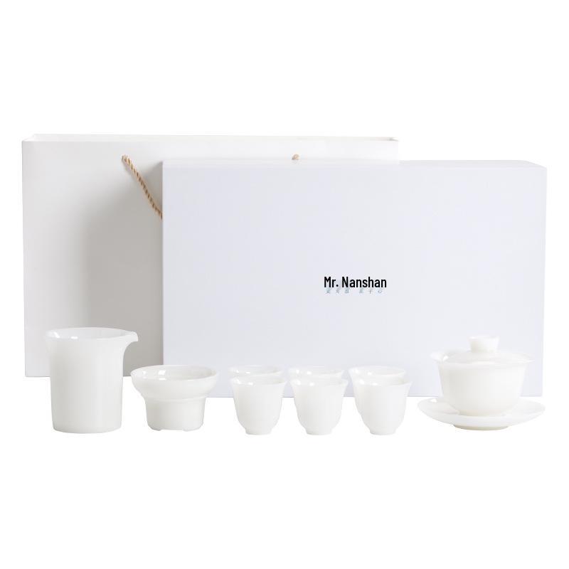 Nanshan Yaoguang 9-Piece High-End Ice Jade Dehua Porcelain Kung Fu Tea Set