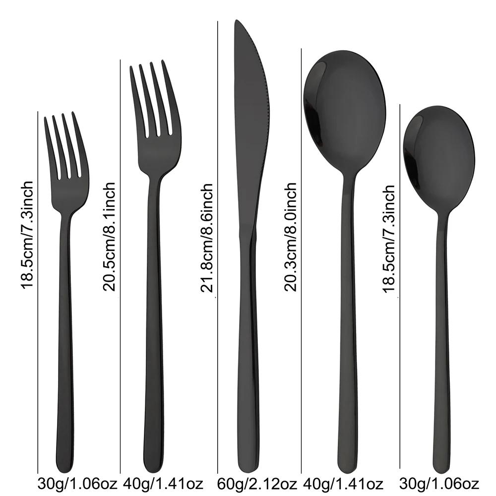 20Pcs/Set Black Cutlery Set Stainless Steel Gold Tableware Knife Dessert Fork Spoon Dinnerware Set Kitchen Flatware Silverware