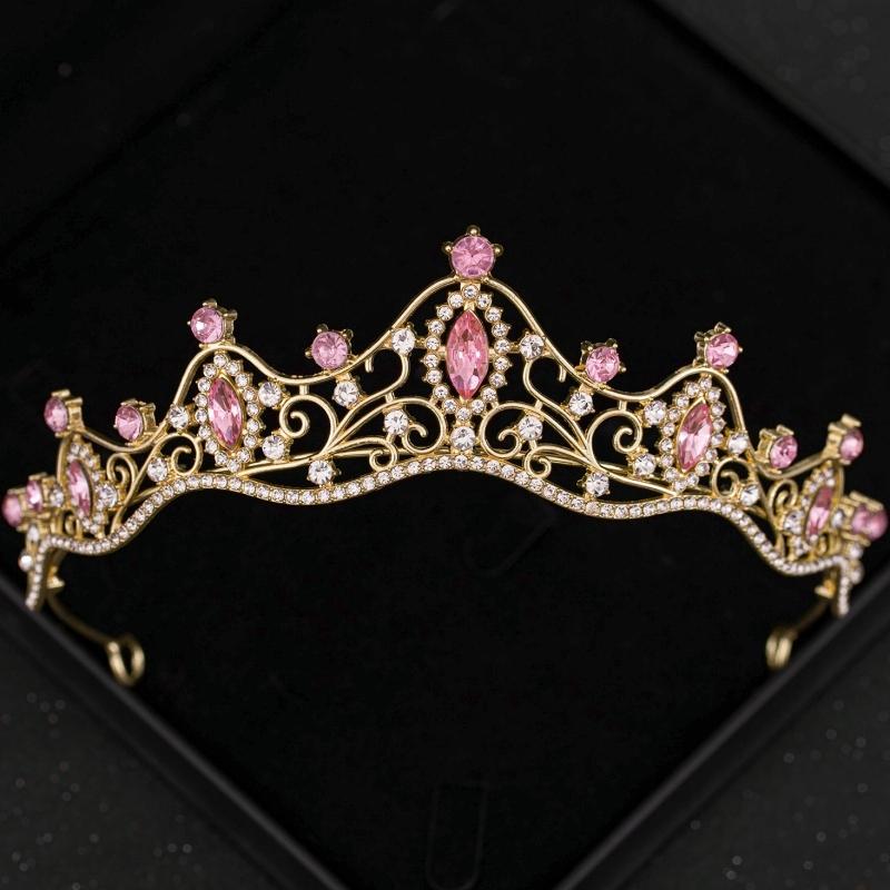 Diademi e Corone di Cristallo Rosa Diadema Corona Strass per Ballo di Fine Anno per Donne Accessori Capelli Sposa Matrimonio Gioielli Corona Tiara Regalo