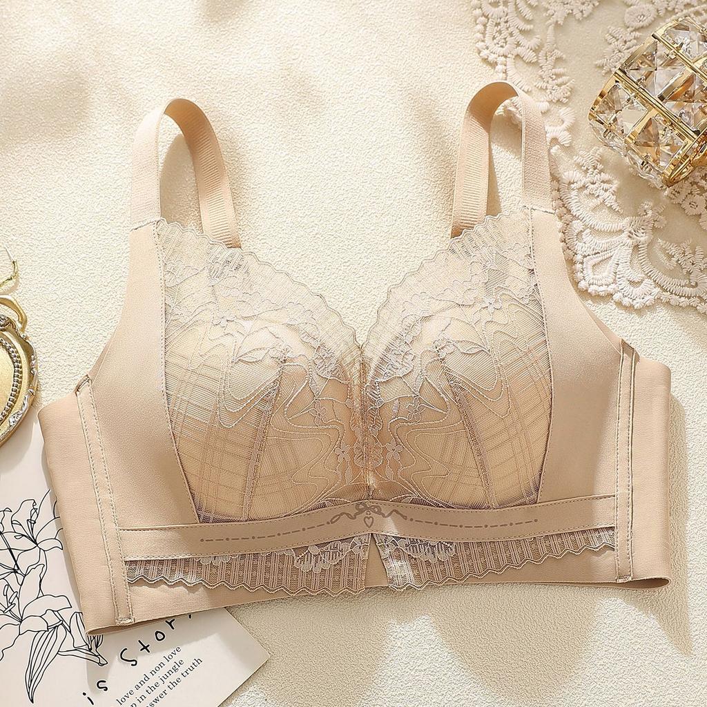 New Lace Lift Upper Support Without Steel Ring, Breast Adjustment Bra Cover Gathers Thin Cup