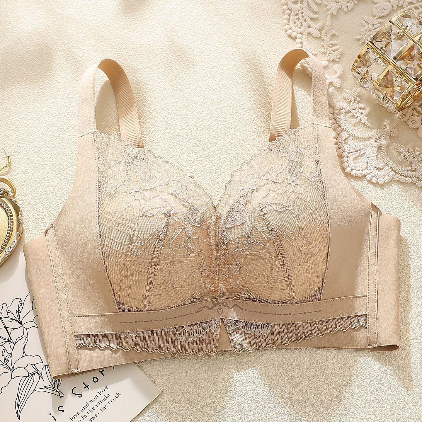 

New lace lift upper support without steel ring, breast adjustment bra cover gathers thin cup 34/75abc through cup