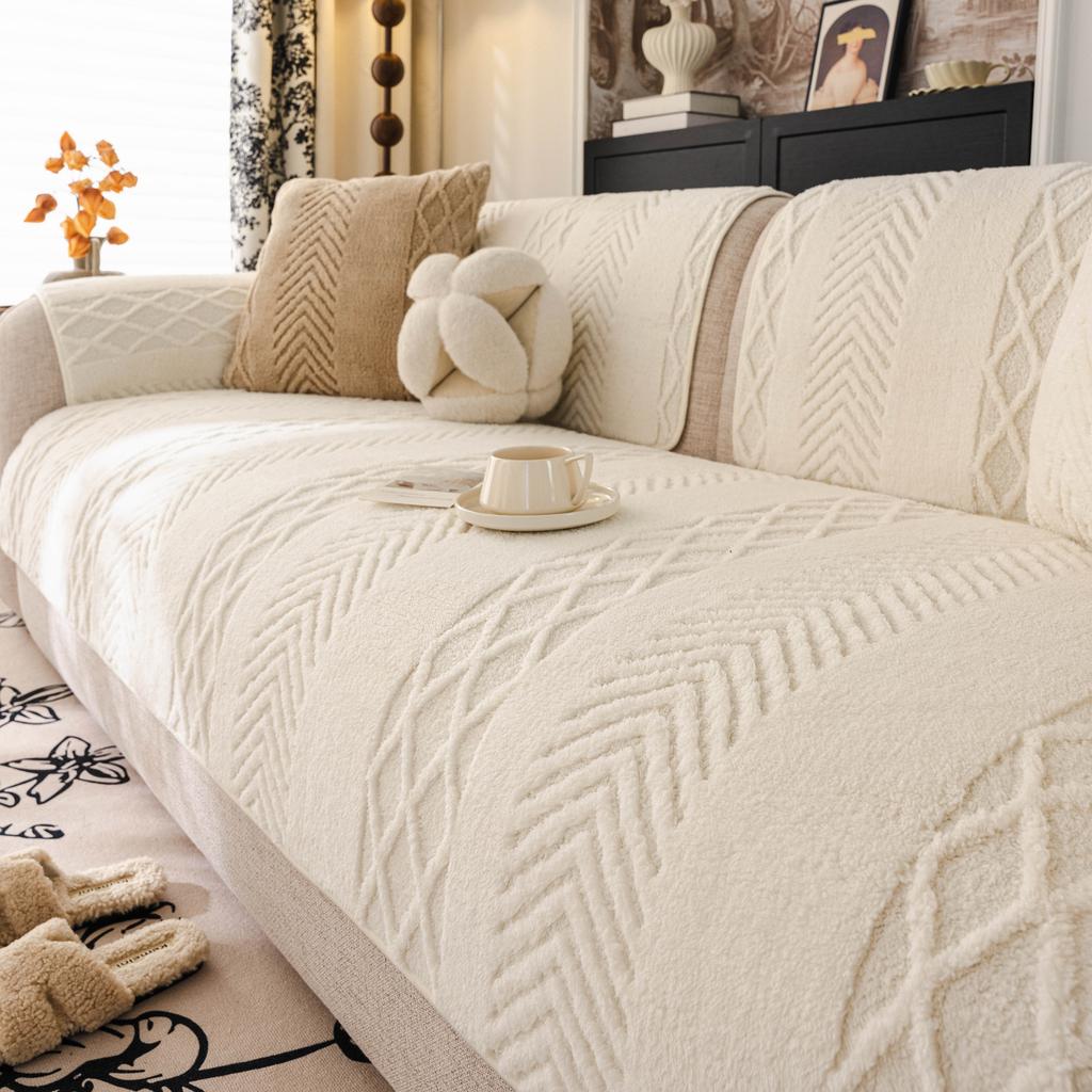 New Autumn And Winter Sofa Cover Cloth Towel Anti Slip Fixed Sofa Straight Row Cushion One-Piece Modern Minimalist Living Room