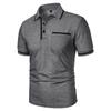Summer Men's Short Sleeve Polo Shirts Solid Color Casual Tshirt Trendy Breathable Loose Basic Splice Top Pockets Men Shirts