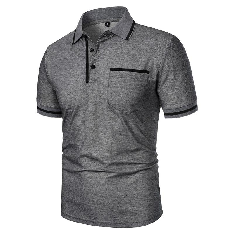 Summer Men's Short Sleeve Polo Shirts Solid Color Casual Tshirt Trendy Breathable Loose Basic Splice Top Pockets Men Shirts