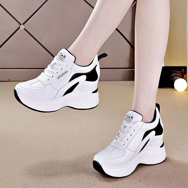 Women's Vulcanized Shoes Trendy New Lace-up Wedge Shoes Women's Casual Sneakers Non Slip Thick Soled Sports Shoe Tenis De Mujer