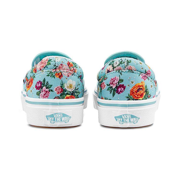 Vans Slip-On Canvas Casual Printed Lightweight Low-Top Kids Skate Shoes Kids sneaker Blue VN0A4U1S7U7