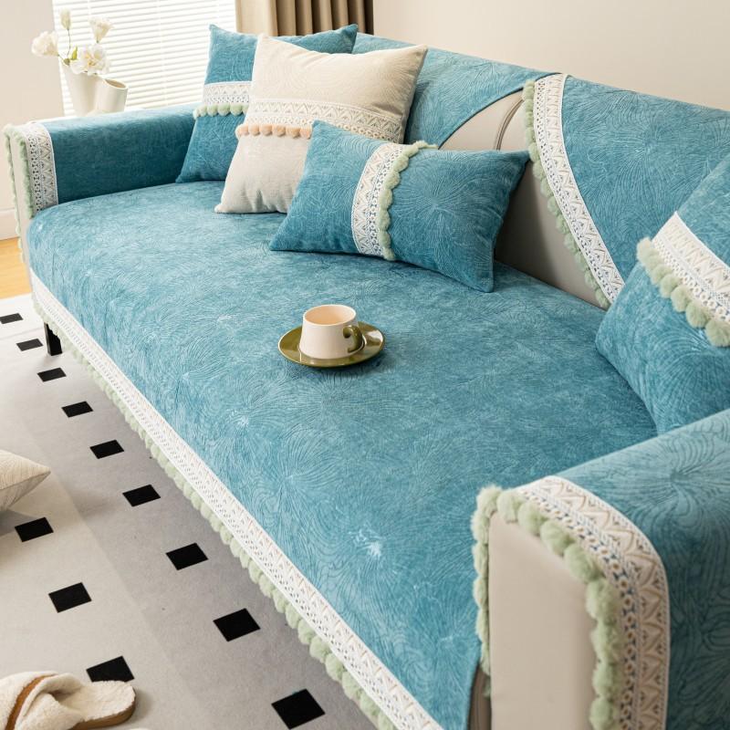 Žinylkový potah na pohovku Plyšový míč Potah na pohovku Four Seasons Living Room Univerzální domácí potah na pohovku Polštář Krémový Vítr Pohovka Polštář