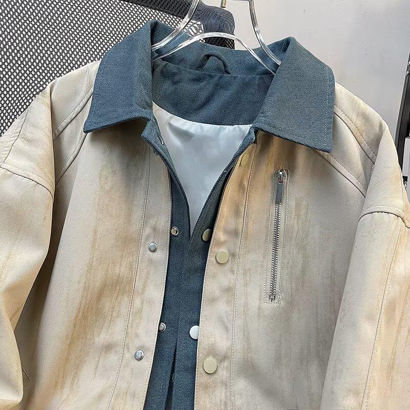 Trendy Two-Piece Denim Lapel Jacket for Men - Spring/Autumn 2025 Collection
