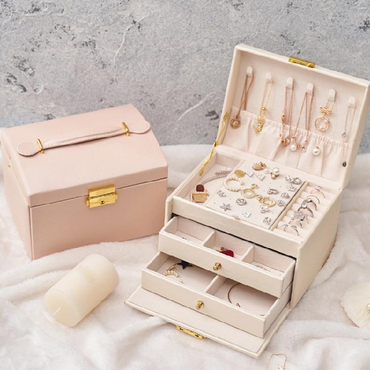 3 Layer Portable Travel Jewelry for case Jewelry Storage Box Organizer with Lock