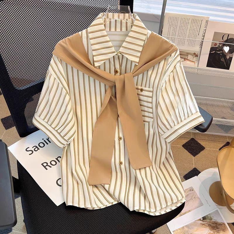 

Женская весенне-осенняя полосатая рубашка с длинным рукавом. Чистая и милая повседневная рубашка с длинным рукавом. XS