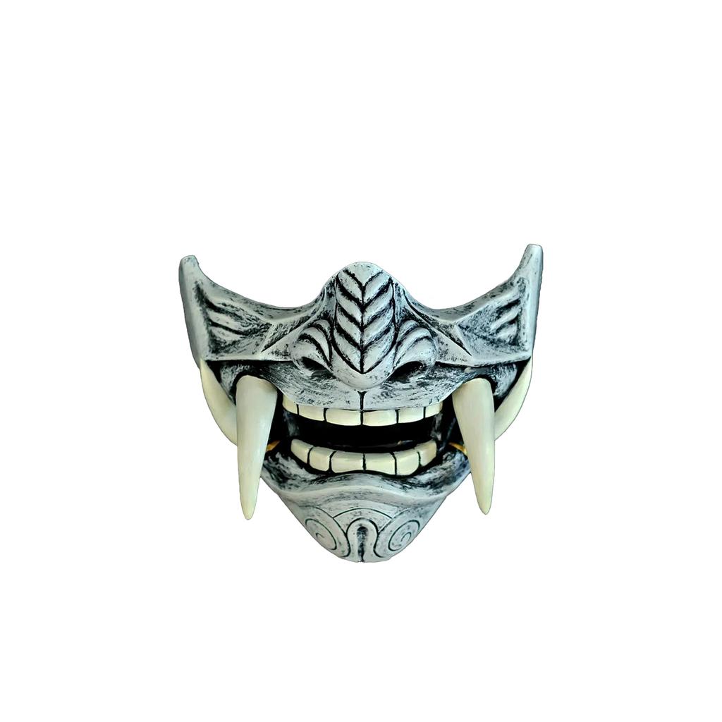 Adult Unisex Latex Japanese Prajna Hannya Noh Kabuki Demon Samurai Half Face Mask Halloween