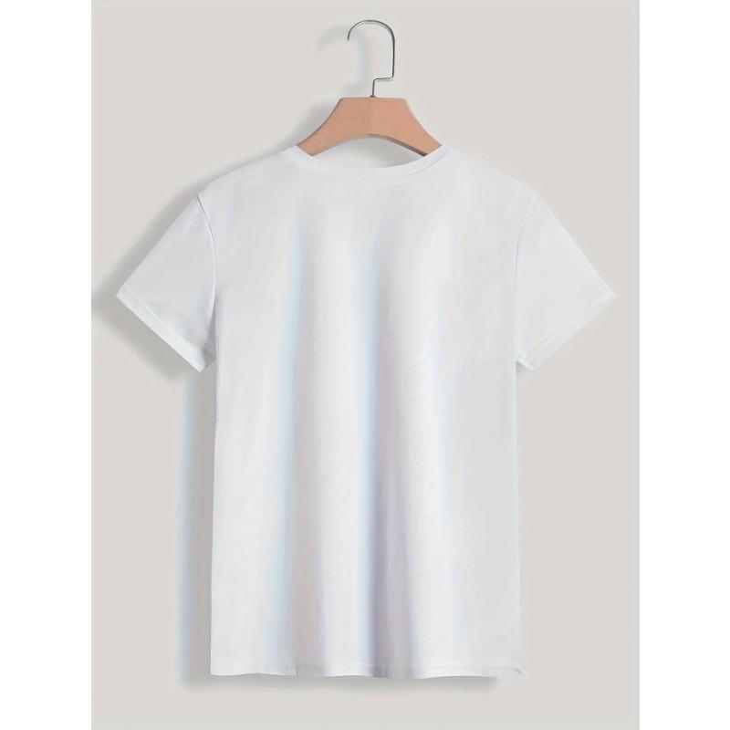 Paris Women Print T-shirt Girl Short Sleeve Crew Neck Casual Top for Summer & Spring, Women's Clothing