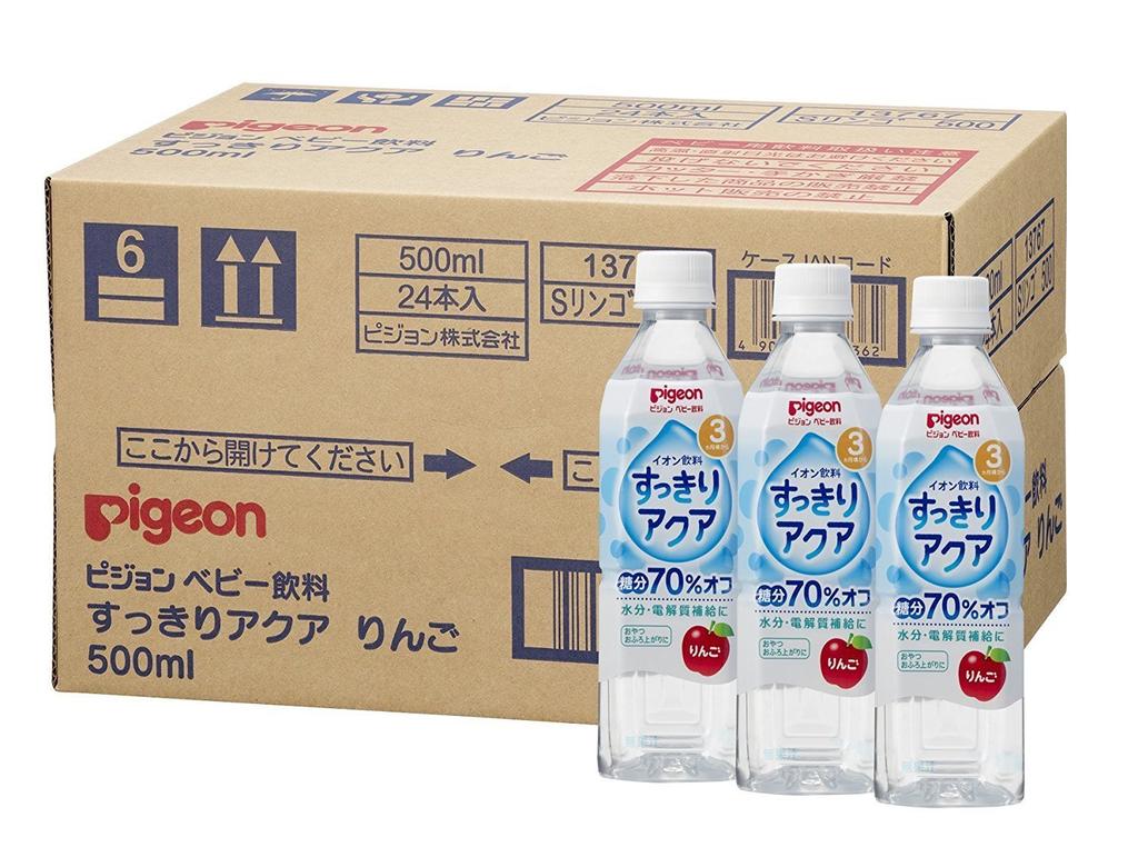 Pigeon Baby Drink Refreshing Aqua Apple Flavor 600ml x 24 Bottles