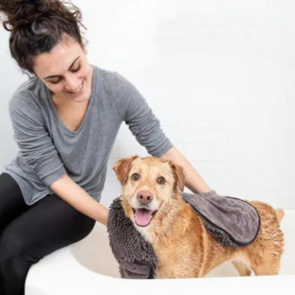 Dog Accessories Super Absorbent Pet Bath Towel Large Soft Pet Bath Robe Foldable Skin-Friendly Pet Cleaning Washcloth Pet Care