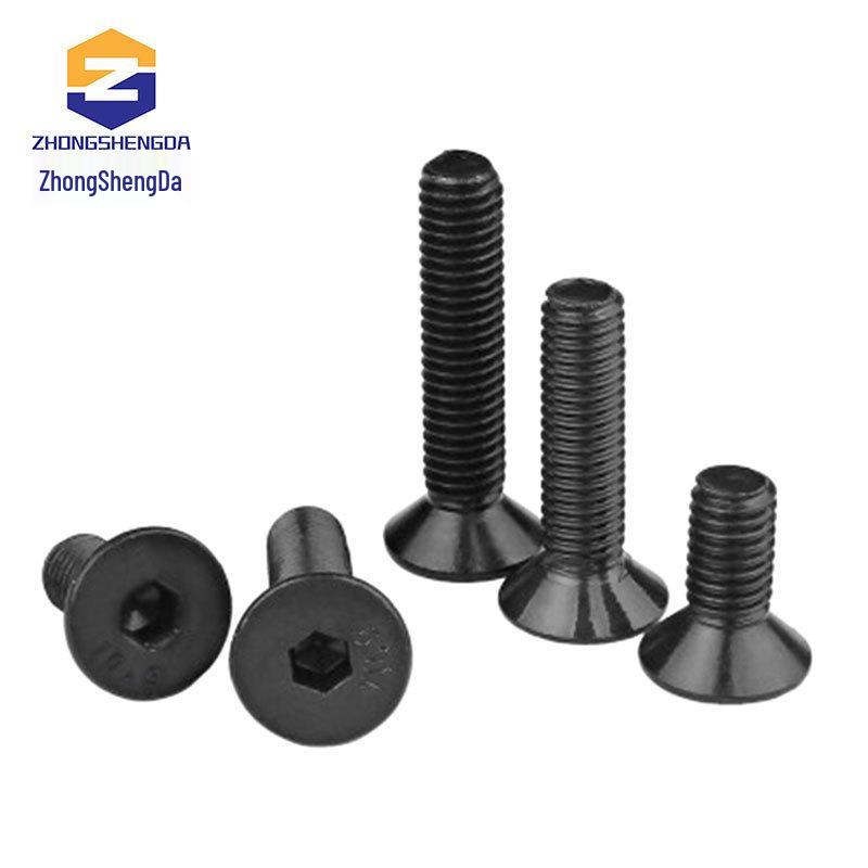 Grade 10.9 Black Countersunk Hex Socket Cap Screws: High-Strength M2, M3, M4, M5, M6, M8 Bolts