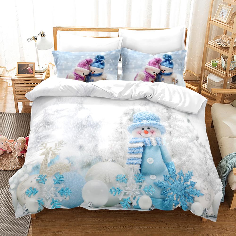 Christmas Duvet Cover Set Snow Cookie Merry Christmas Festival Comforter Cover King Queen Size for Kids Polyester Bedding Set